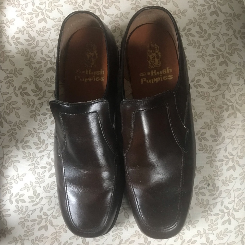 Vintage Hush Puppies Men's Brown Leather Loafers - Size 7.5 🇨🇦